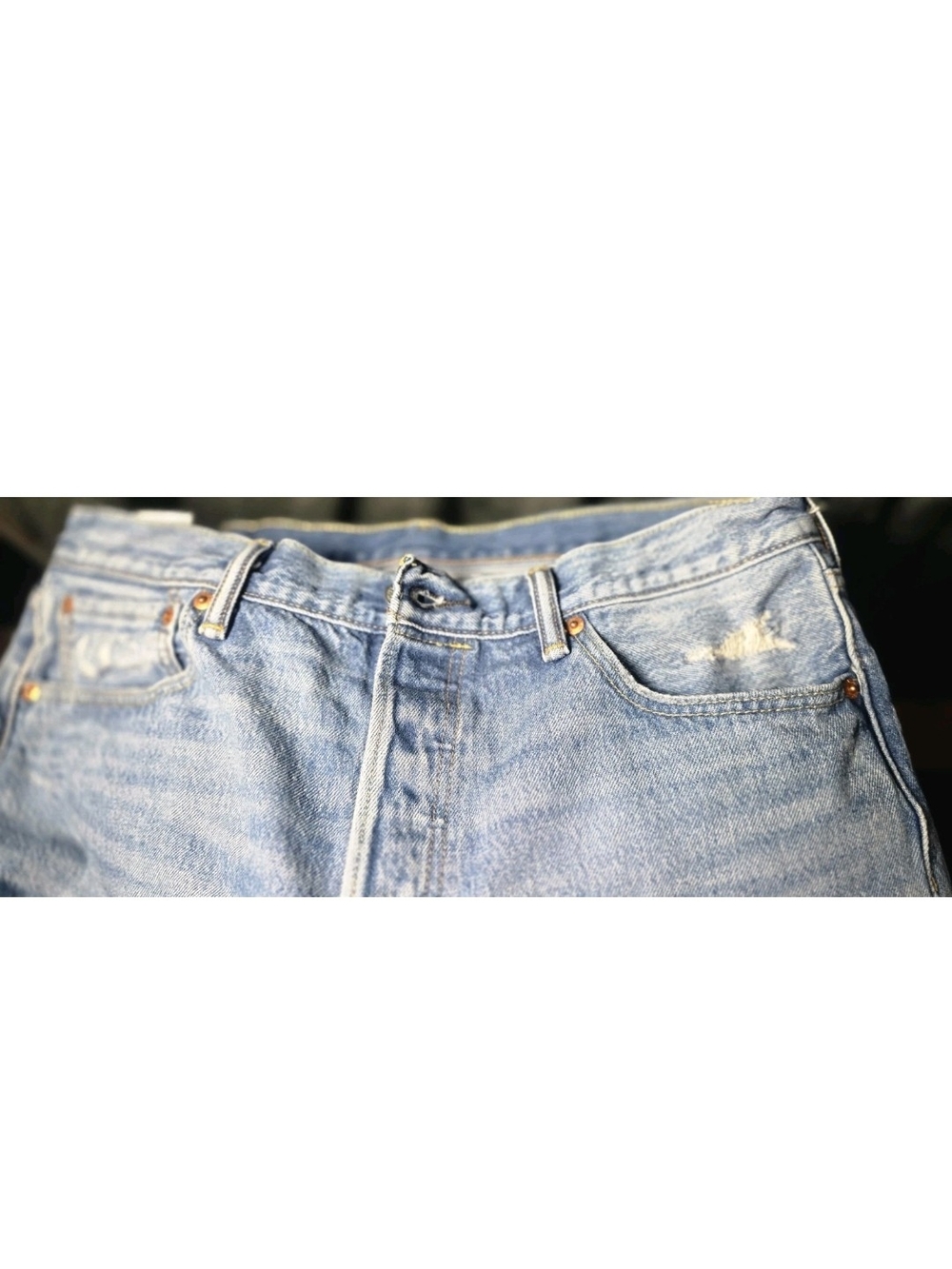 Light Wash Distressed Jeans - Blue - Picture 3 of 7